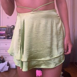 silky light green tie skirt